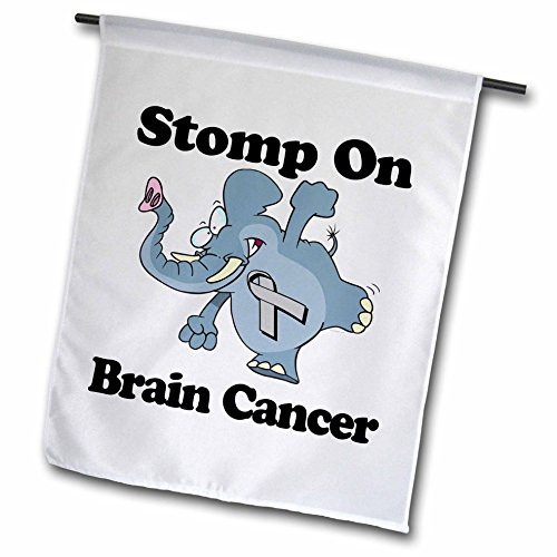 3dRose fl_114495_1 Elephant Stomp on Brain Cancer Awareness Ribbon Cause Design Garden Flag, 12 by 18-Inch