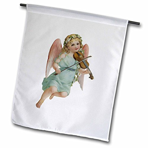 3dRose fl_115408_1 Vintage Victorian Angel Cherub Playing Violin Garden Flag, 12 by 18-Inch