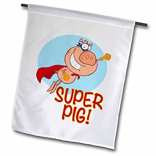 3dRose fl_118836_1 Super Pig Superhero Pig Flying Garden Flag, 12 by 18-Inch