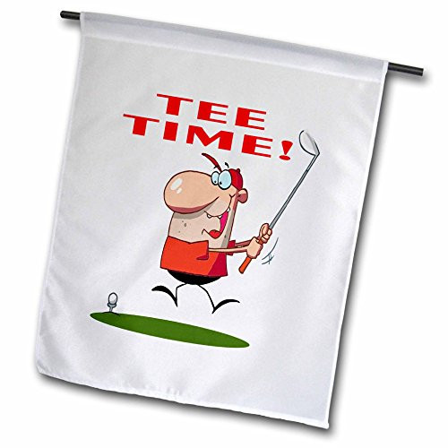 3dRose fl_118840_1 Tee Time Funny Golfer Sports Golf Cartoon Design Garden Flag, 12 by 18-Inch