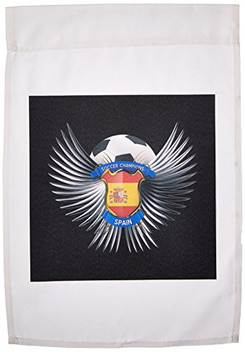3dRose fl_159477_1 Spain Soccer Ball with Crest Team Football Spanish Garden Flag, 12 by 18-Inch