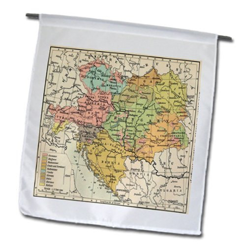 3dRose fl_183433_1 Print of Austria and Hungary Antique Map Garden Flag, 12 by 18-Inch