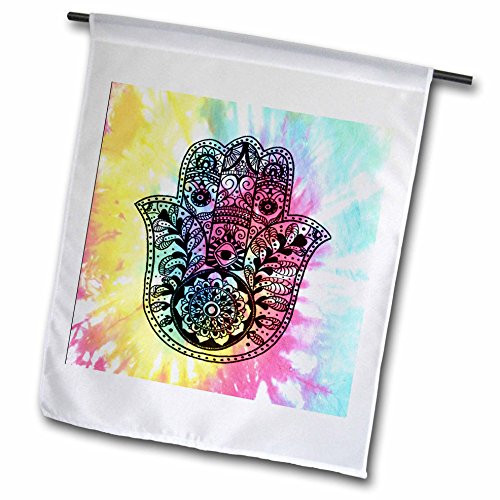 3dRose fl_200822_1 Tie Dye Hamsa Garden Flag, 12 by 18-Inch