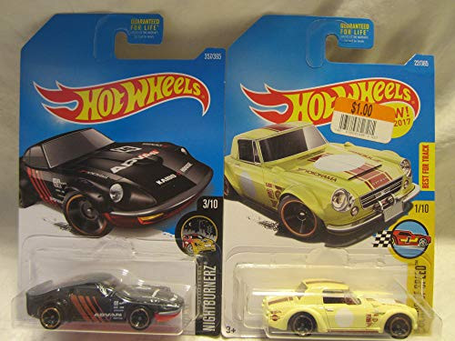 Hot Wheels Nightburnerz Black Nissan Fairlady Z & HW Speed Graphics Fairlady 2000 Die Cast 1/64 Scale 2 Car Bundle!