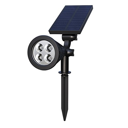 Solar Spotlights, Holan 4-LED Bulb Solar Landscape Lights 180 ° Adjustable Waterproof Outdoor Security Lighting 2-in-1 Wall Lights Auto On/Off for Backyard Driveway Patio Gardens Lawn Pool (Pack of 1)