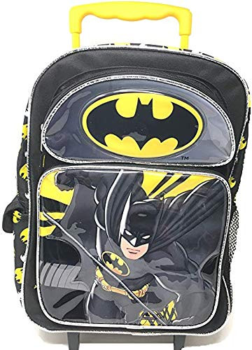 DC Comics Batman Roller Backpack Bat Man 16" Large Rolling Wheeled Bag Trolley