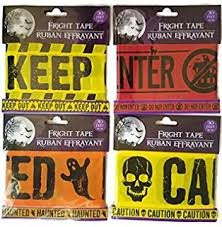 GB New Halloween Plastic Orange Haunted KEEP OUT Fright Tape 90 Ft