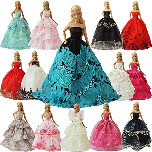 ZITA ELEMENT Lot 5 Handmade Fashion Party Dress Outfit for 11.5 Inch Girl Doll Clothes Xmas Gift- Random Style