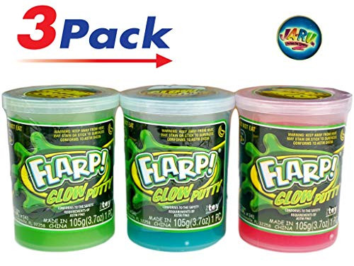 JA-RU Flarp Noise Putty Glow in The Dark New (Pack of 3) with a Bouncy Ball Squish to Make Gas Sounds | Item #341-3p