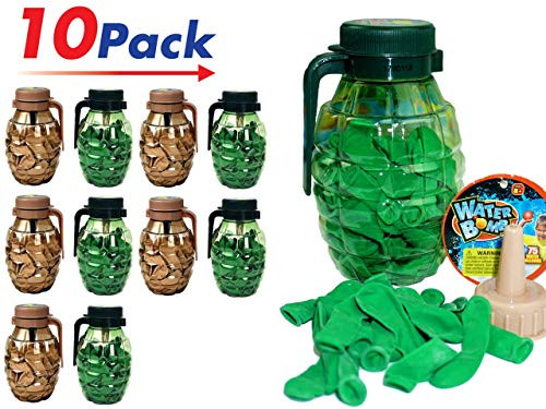 JA-RU Water Balloons Grenade (Pack of 10) 75 Bombs Each and Hose Filler. | Item 182-10