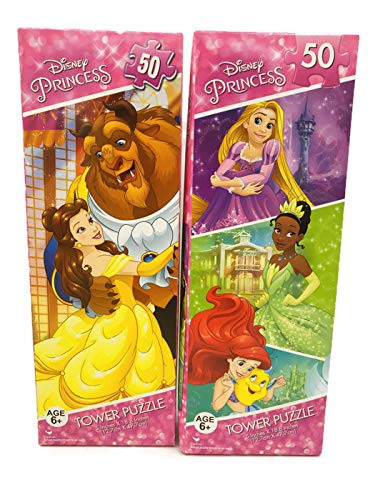 Disney Princess 50 Piece Jigsaw Tower Puzzle Bundle Set of 2