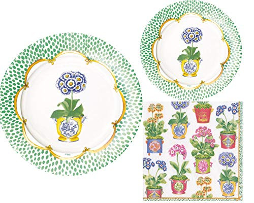 Primrose Party Supply Pack! Bundle Includes Paper Plates and Napkins for 8 People