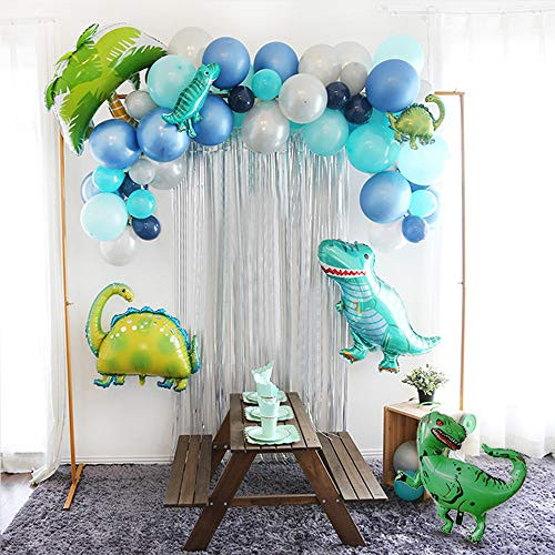 GIHOO Dinosaur Theme Party Supplies, Balloons Arch Garland Kit, Dinosaur Foil Balloons with Coconut Tree Foil Balloon for Boys Birthday Party Baby Shower Jungle Theme Decor