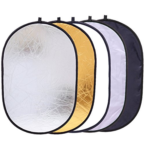 5-in-1 Oval Light Reflector 24 x 35 inch (60 x 90cm) Portable Collapsible Photography Studio Photo Camera Lighting Reflectors/Diffuser Kit with Carrying Case