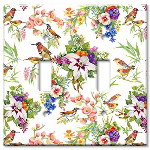 Art Plates Brand Double Gang Toggle Switch/Wall Plate - Watercolor Birds