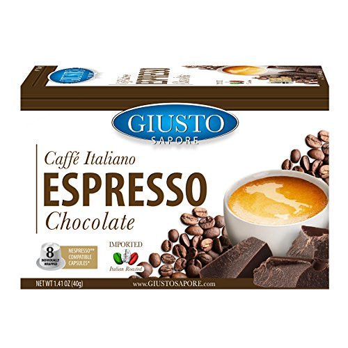 Giusto Sapore Caffe Italiano Espresso Italian Roasted Chocolate Coffee - 8 Nespresso Compatible Capsules- Premium Superior Quality Gourmet Brand - Family Owned Giusto Sapore Caffe Italiano Espresso Italian Roasted Chocolate Coffee - 8 Nespresso Compatible Capsules- Premium Superior Quality Gourmet Brand - Family Owned
