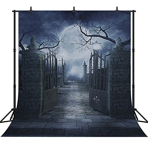 DePhoto 10x10Ft Seamless Halloween Night Vinyl Photography Backdrop Photo Background Studio Prop WHW001