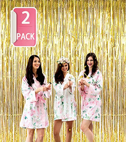 SOTEN 2 Pack Tinsel Fringe Curtains for Party Decorations Backdrop Tinsel Curtains