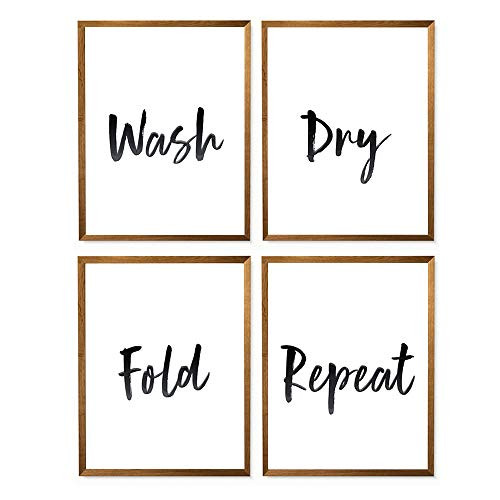 Wash Dry Fold Repeat Print, Printable Art, Funny Sign Poster, Laundry Room Decor, Laundry Wall Print, Great Typography Gift, Home Wall Decor - Set of 4-8x10 - Unframed