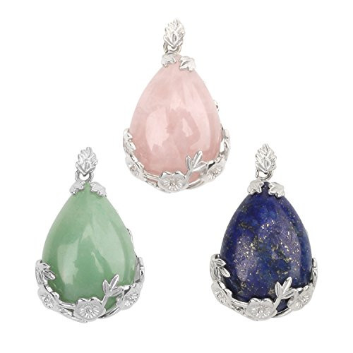 Wholesale 3 PCS Natural Quartz Crystal Pendant Teardrop Gem Chakra Stone Bulk for Jewelry Making