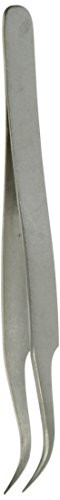 Hakko CHP 7A-SA Stainless Steel Non-Magnetic Precision Tweezers with Very-Fine Point Bent Tips, Heavy-Duty Tips, 4-1/2" Length
