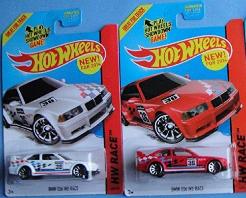 2014 Hot Wheels Hw Race - BMW E36 M3 Race - White & Red Set of 2