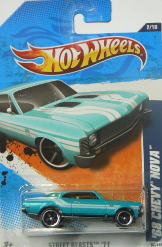 Hot Wheels Street Beasts '11 2/10 Collector#82/244 '68 Chevy Nova Blue