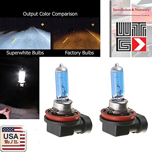 WTG H11 1 PAIR 100W Super White Xenon Halogen OEM Headlight Light Bulbs (H11-100w)