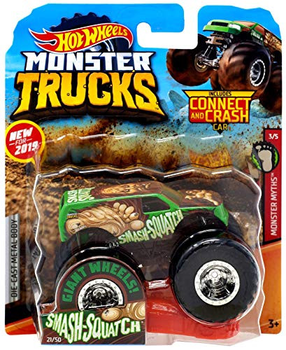 Hot Wheels Monster Jam 1:64 Scale Smash Squatch Giant Wheels 21/50 Includes Connect and Crash car