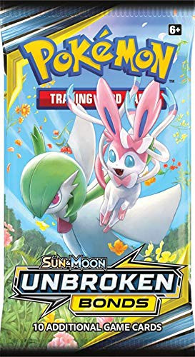 Unbroken Bond Booster Pack - Sun Moon - Featuring Charizard & Reshiram GX - 10 Cards Pack