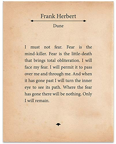 Dune - Frank Herbert on Fear - 11x14 Unframed Typography Book Page Print - Great Gift for Book Lovers and Bookworms