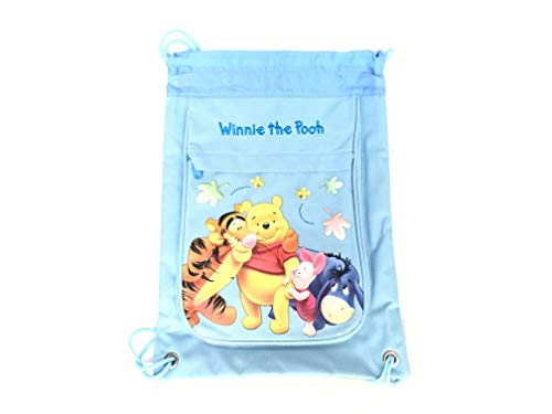 Winnie The Pooh Disney Drawstring Backpack Sling Tote School Sport Gym Bag (Blue)