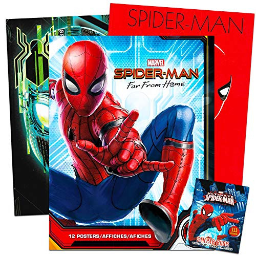 Marvel  Spiderman: Far from Home Poster Book Super Set -- 12 Spiderman Posters Including Over 100 Bonus Spiderman Stickers (Spiderman Party Supplies).