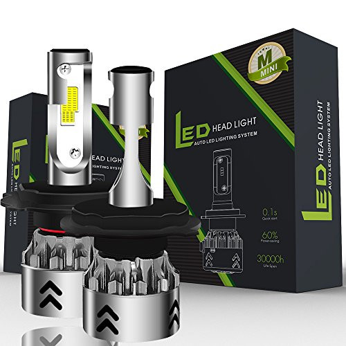 H4/HB2/9003 Cool White LED Automobile Headlight Bulbs Hi-Lo Beam with Advanced LED Chip and All-in-One Conversion kit-80W/8,000LM/6,000K