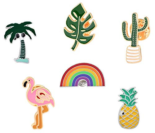 Enamel Pin Sets Cute Pins Funny Animal Lapel Pin Brooch Pin for Backpack (Rainbow Cactus Set of 6)