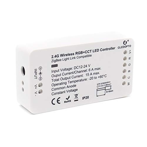 Zigbee Controller RGBW RGBCCT 5 in 1 LED Strip Light Controller,Compatible with SmartThings Hub,Philips Hue Bridge Zigbee Zll Link Device Amazon Alexa Echo,Smart Voice Timer APP Controller (RGBCCT)