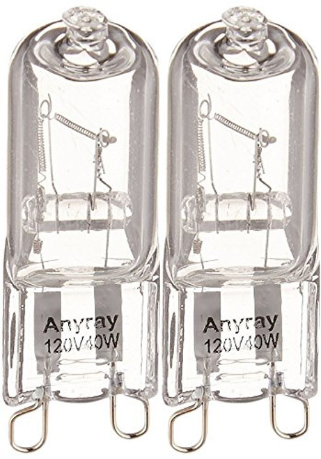 Anyray A1718Y (2)-lamps 40 Watt G9 40W Halogen Bulb T4 40Watt 120-Volt Halogen G9 Base G9 Bulb