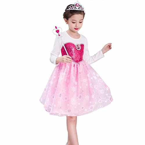 Girls Princess Dress Up Anna Elsa Costume Sequined For Halloween Party
