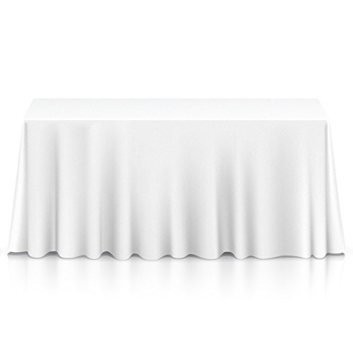 Lann's Linens - 90" x 132" Premium Tablecloth for Wedding/Banquet/Restaurant - Rectangular Polyester Fabric Table Cloth - White