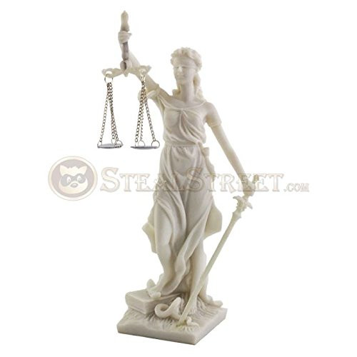 TLT 8 Inch Lady Justice Marble Finish Resin Statue Figurine, White