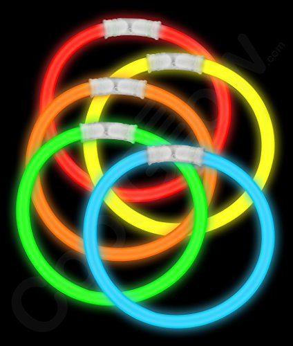 Fun Central I36, 8 Inch Assorted Glow in The Dark Bracelets, Glow Stick Bracelets, , Light Up Stick Bracelets  for Glow Themed Events, Neon Parties, Christmas, New Year, Halloween and Birthdays