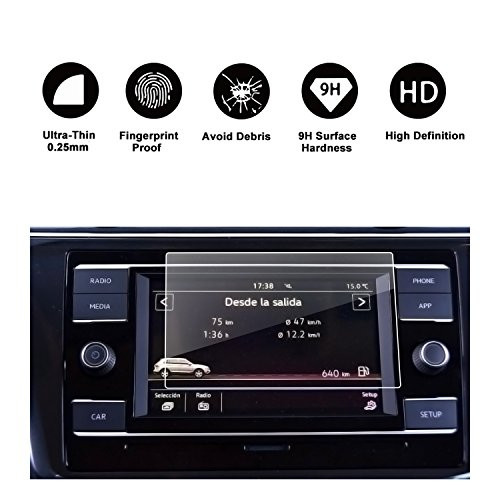 2018 Tiguan Touch Screen VW Car Display Navigation Screen Protector, RUIYA HD Clear Tempered Glass Car in-Dash Screen Protective Film (6.5-Inch)