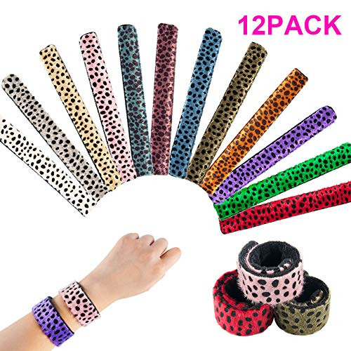 12pcs Slap Bracelets, Animal Print Slap Bracelets Leopard Slap Bracelet for Kids, Girls, Boys or Birthday Party