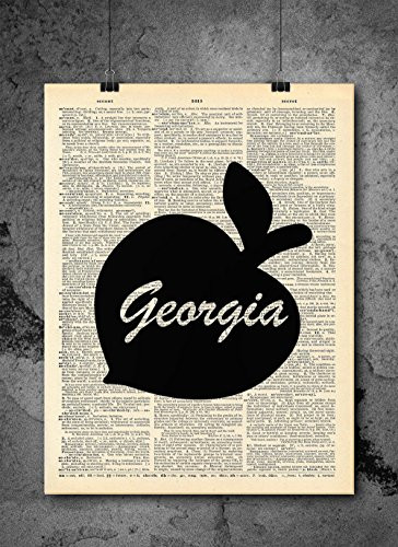 Georgia Peach Vintage Print - Vintage Dictionary Print 8x10 inch Home Vintage Art Abstract Prints Wall Art for Home Decor Wall Decorations Ready-to-Frame