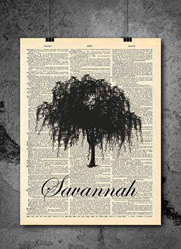 Savannah Georgia Vintage Print - Vintage Dictionary Print 8x10 inch Home Vintage Art Abstract Prints Wall Art for Home Decor Wall Decorations Ready-to-Frame