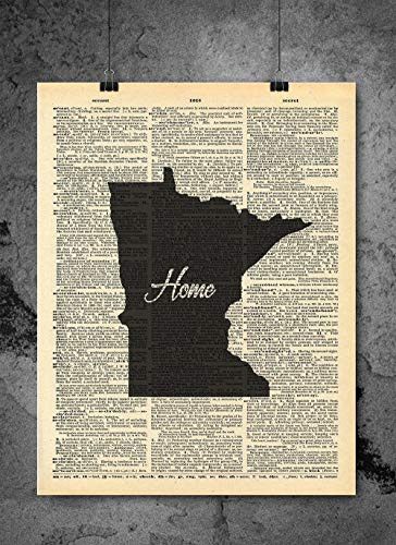 Minnesota State Vintage Map Vintage Dictionary Print 8x10 inch Home Vintage Art Abstract Prints Wall Art for Home Decor Wall Decorations For Living Room Bedroom Office Ready-to-Frame Home