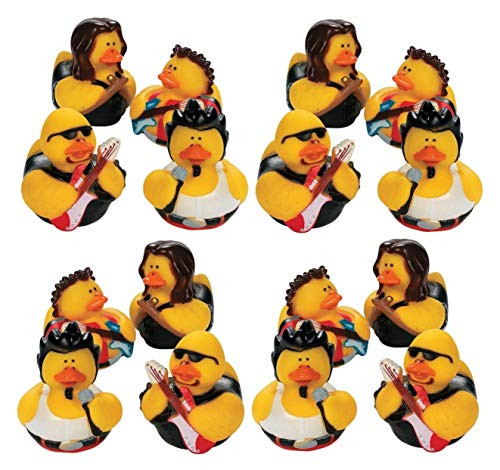 FX Pack of 16 Rock N Roll Star Band Rubber Ducks - Party Favor Duckys - Guitars Singers