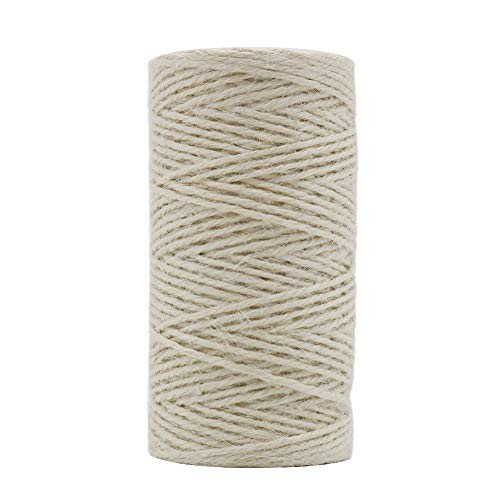 Tenn Well Jute Twine String, 335 Feet 2mm Jute Rope Gift Twine Packing String for Craft Projects, Wrapping, Gardening Applications (Creamy)