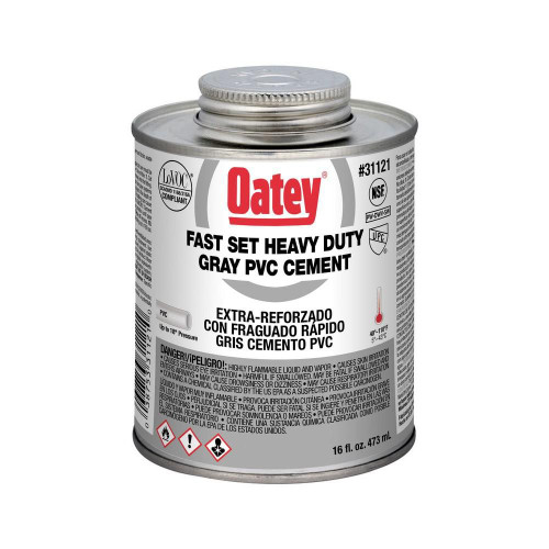 Oatey 31121 PVC Heavy Duty Fast Set Cement, Gray, 16-Ounce