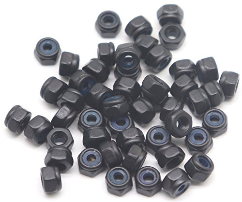 binifiMux 50Pcs M3-0.5mm Black Zinc Plated Nylon Lock Nuts Inserted Hex Self Clinching Nuts